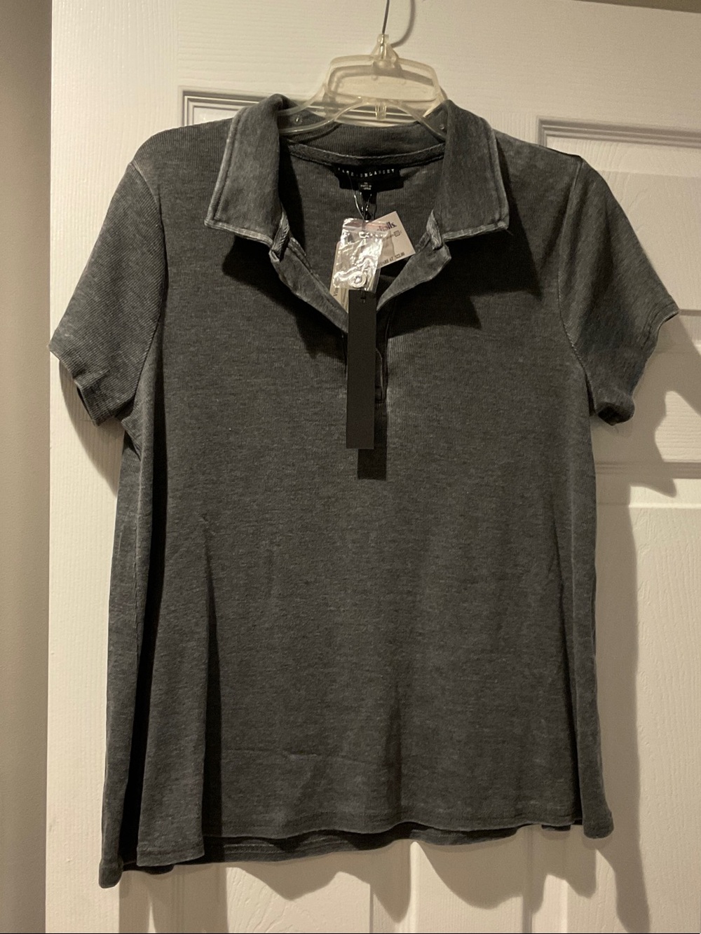 Charcoal Gray Short Sleeve Top